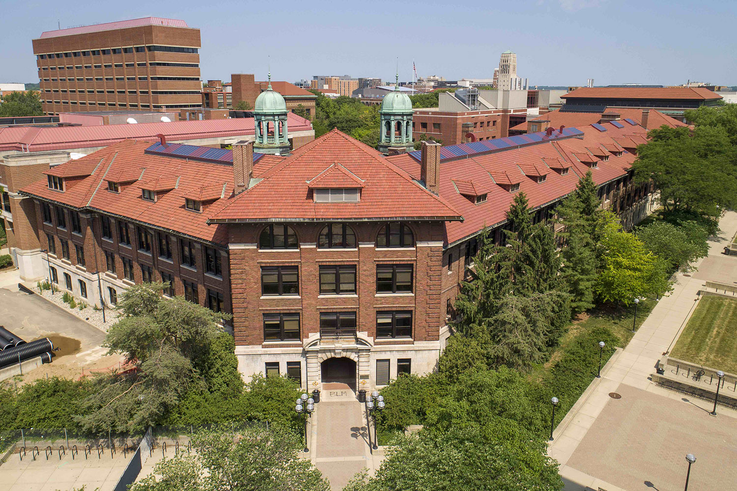 Aerial view of central campus at Ann Arbor