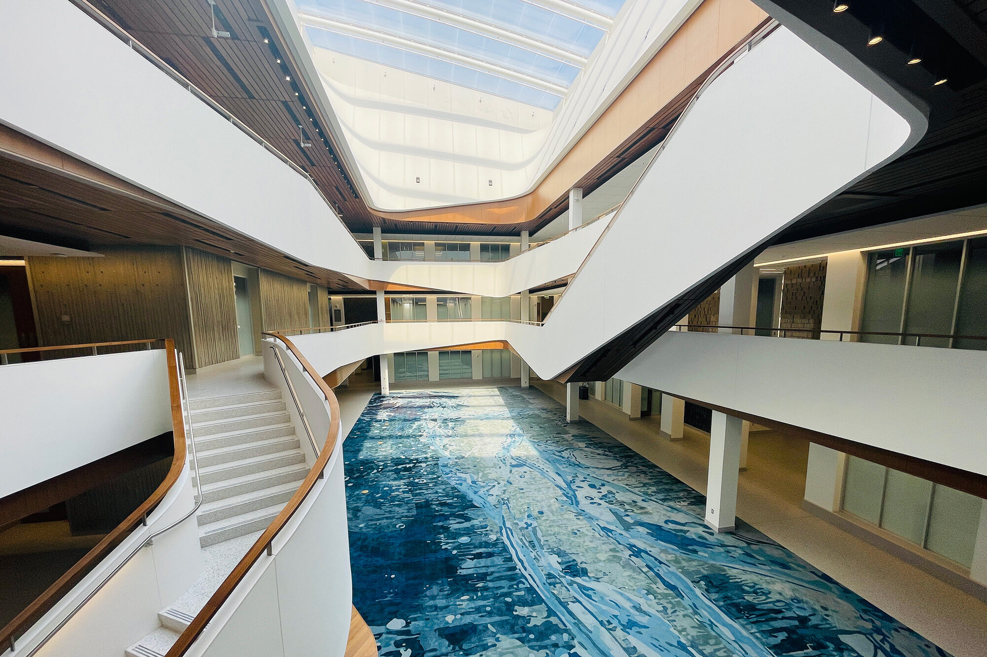 Interior shot of skylight and atrium in the Kinesiology Building on the University of Michigan campus.